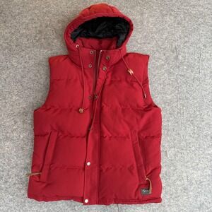 Superdry Everest Explorer Vest Mens 2XL XXL Red Hooded Puffer Jacket Ski Outdoor